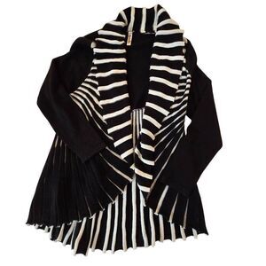 Shoreline Womens Black White Stripe Shawl Collar Cardigan Sweater Small/Medium